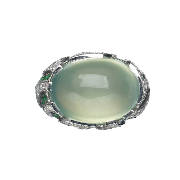Prehnite Diamond And Green Garnet Cocktail Ring, Circa 2000 - image 1