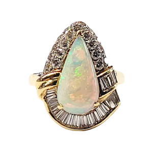 Stylish opal and baguette diamond dress ring SKU: 5742 DBGEMS