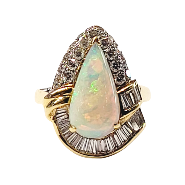 Stylish opal and baguette diamond dress ring SKU: 5742 DBGEMS - image 1