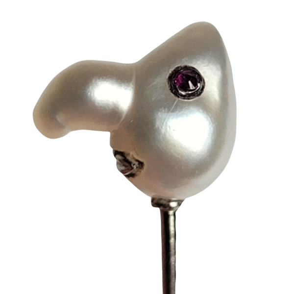 Punch baroque pearl and Ruby stickpin SKU: 5813 DBGEMS - image 1