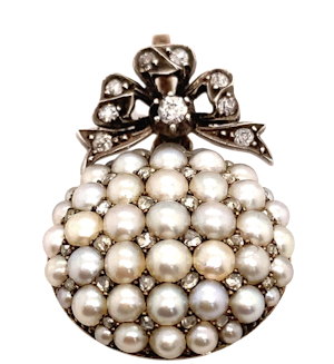 Delicate and Soft.. Dreamy Natural Pearl Pendant , Victorian ca. 1880
