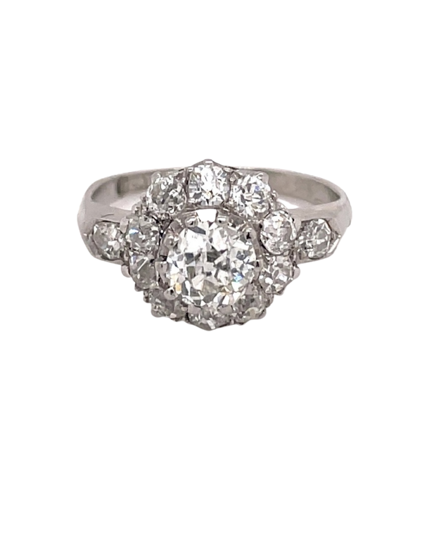 A Pretty 'Old Mine cut' Diamond Cluster Ring Ca.1930 - image 1