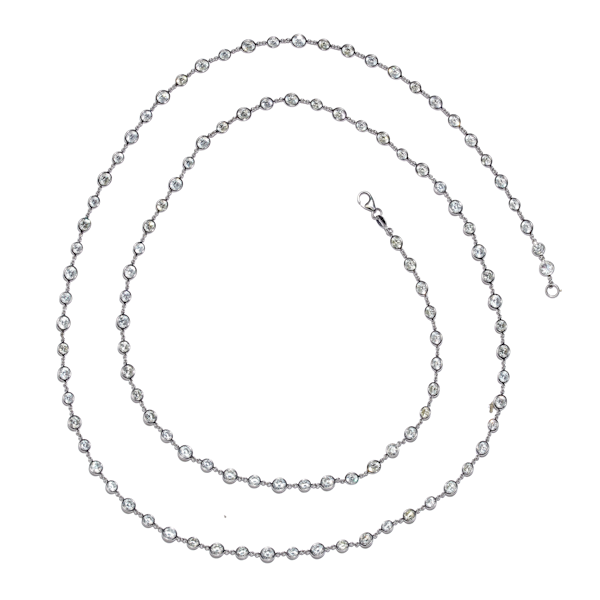 Modern Diamond And Platinum Long Chain Necklace, 28.09ct - image 1