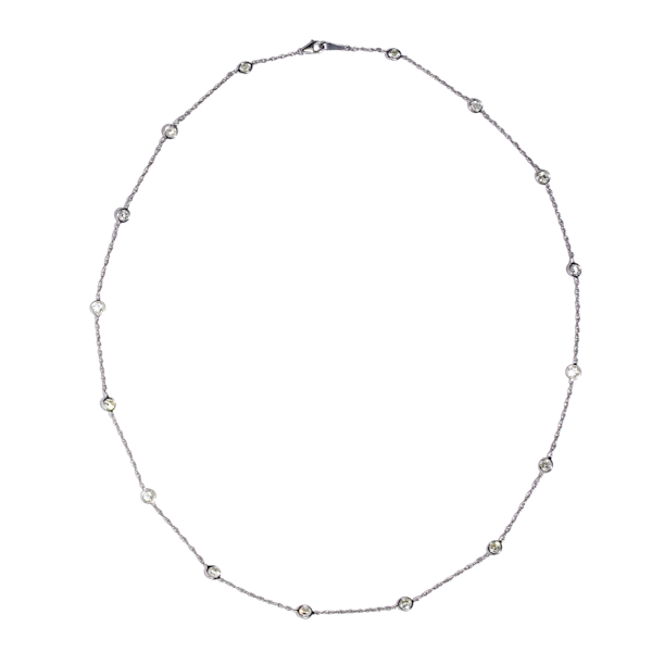 Modern Diamond And Platinum Chain Necklace, 3.78ct - image 1