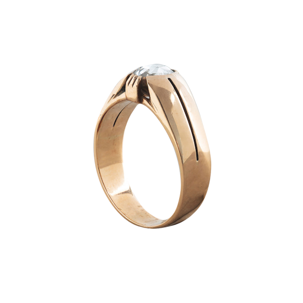 A Rose Cut Diamond Gold Stirrup Ring - image 3