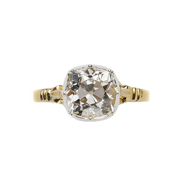 New Georgian Style Old Cut Diamond Gold and Platinum Solitaire Ring, 2.72ct - image 1