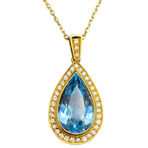 Blue Topaz Diamond Pendant in 18ct Gold by Boodles dated London 1986, SHAPIRO & Co since1979 - image 1