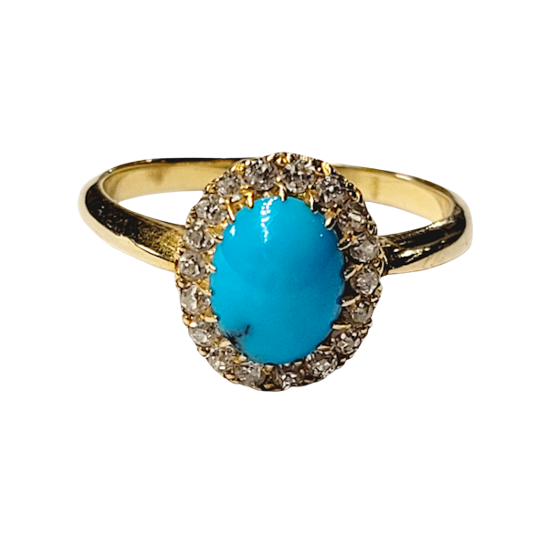 Antique turquoise and diamond cluster ring SKU: 5900 DBGEMS - image 1
