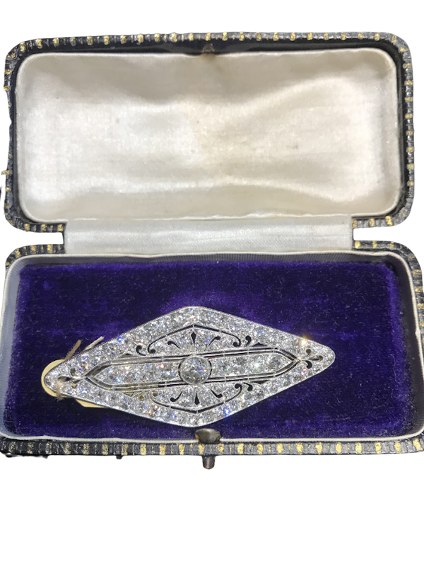 Diamond Plaque Brooch on Platinum 1910 - image 1