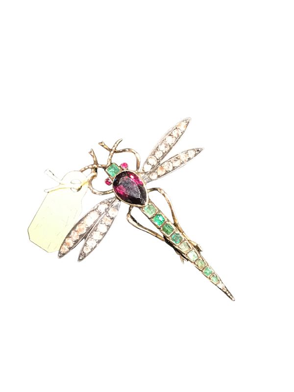 Gem Set Dragonfly Brooch 1880 - image 1