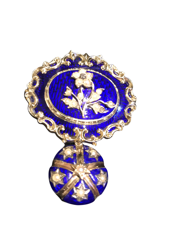 Gold and Half Pearl Brooch on Enamel - image 1