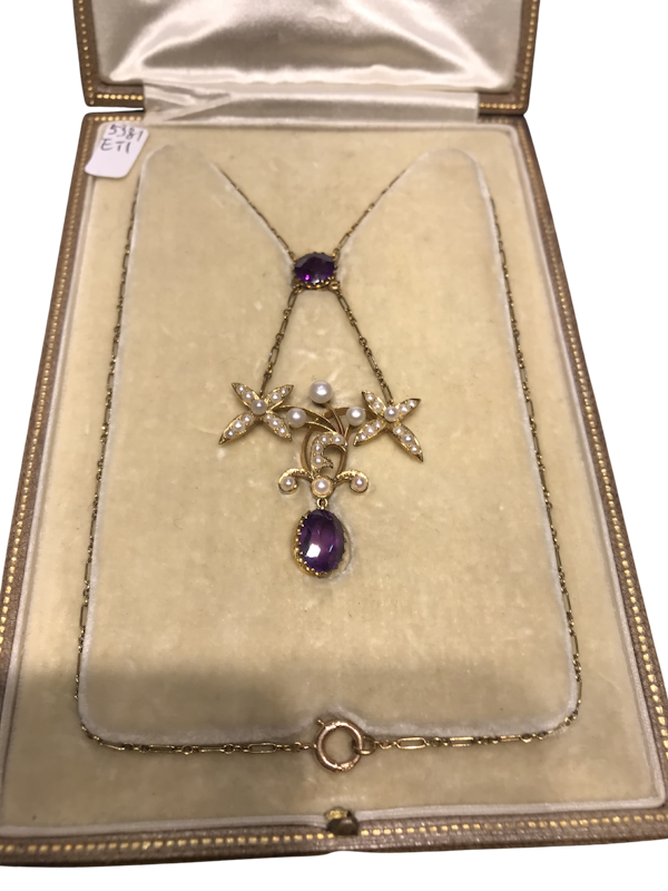 Victorian Amethyst and Pearl Necklace - image 1