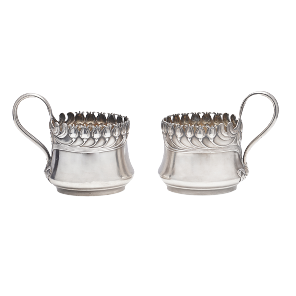 Pair of Russian silver tea glass holders by Morozov, St. Petersburg c.1900 - image 1