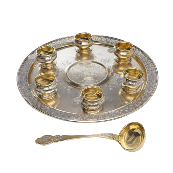 Russian silver gild Punch set by Khlebnikov, Moscow 1878 - image 1