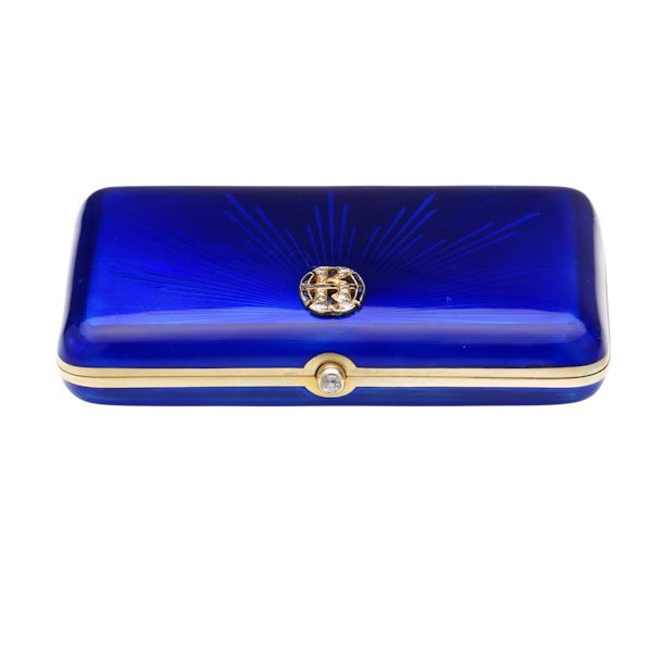 Faberge gold and guilloché enamelled cigarette case, Workmaster August Holmstrom, St. Petersburg c.1900 - image 1