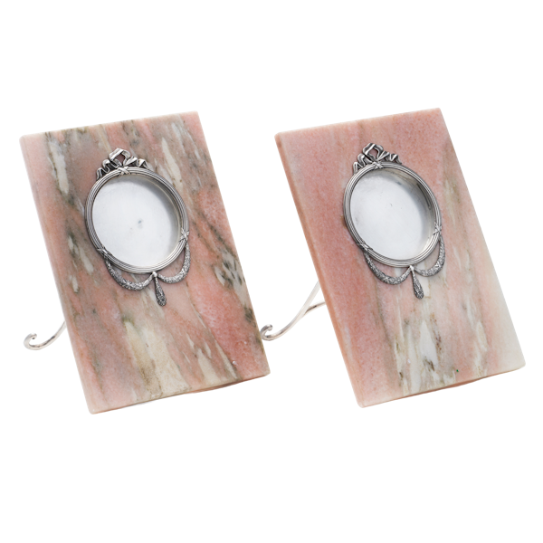 19c. Russian silver and Radonite stone pair of frames. Moscow, Grachev Brothers - image 1