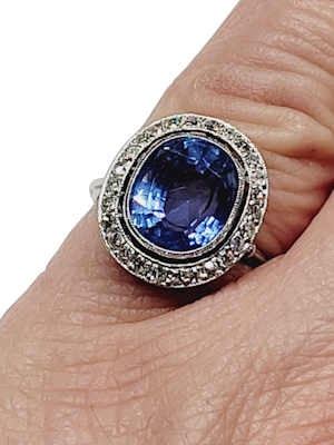 Ceylon sapphire and diamond engagement ring SKU: 5934 DBGEMS