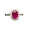 Ruby Diamond Cluster Ring in 18ct White Gold date circa 1980, SHAPIRO & Co since1979 - image 1