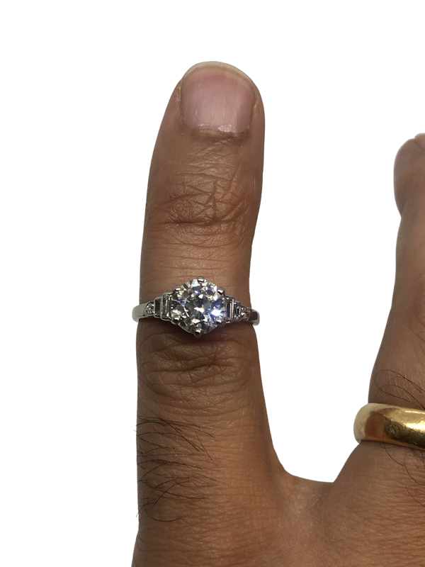 1.34ct antique platinum diamond ring - image 1