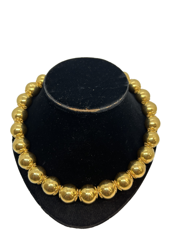 Vintage 18ct gold bead necklace at Deco & Vintage - image 1