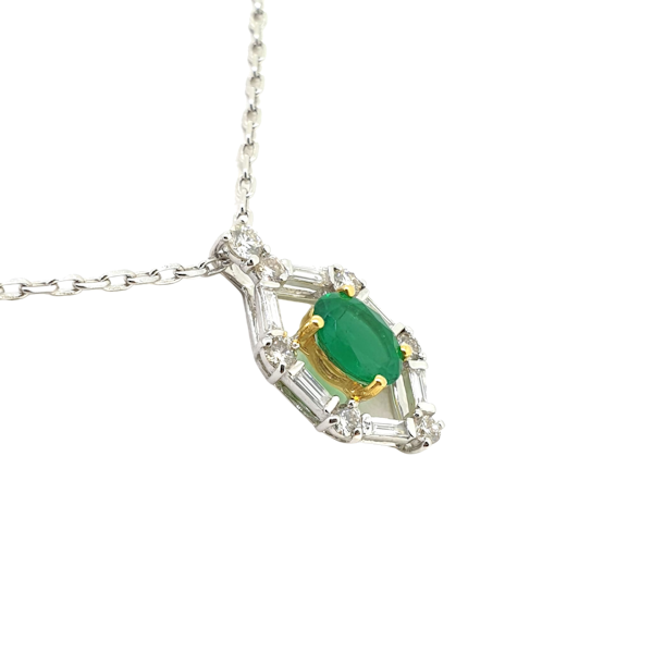 Emerald and diamond pendant E0.72Cts D0.40Cts - image 1