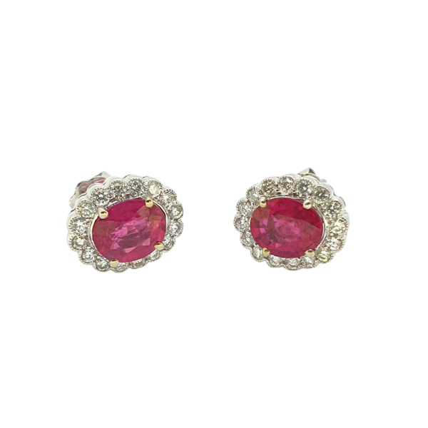 Ruby and diamond Cluster earrings R1.63Cts D0.40Cts - image 1