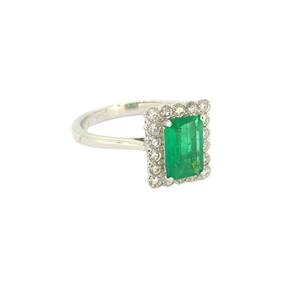 Emerald and diamond Cluster ring E0.95Cts D0.50Cts - image 1