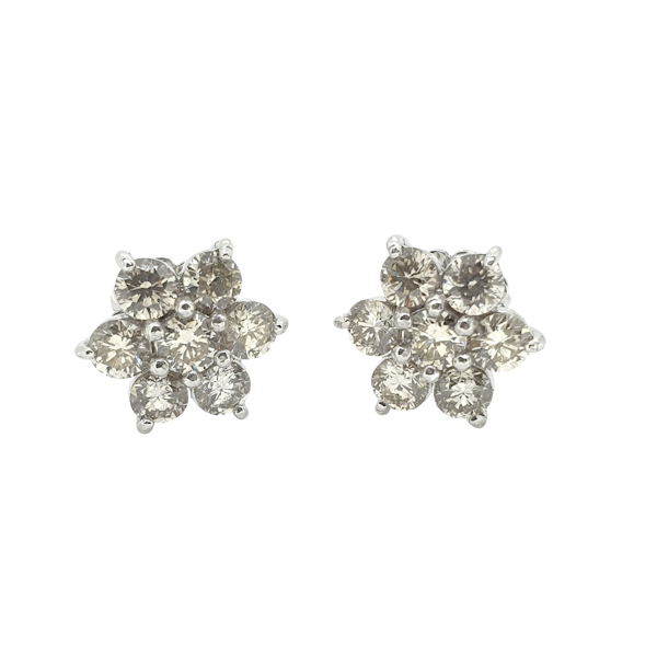 Diamond daisy Cluster earrings D2.14Cts - image 1
