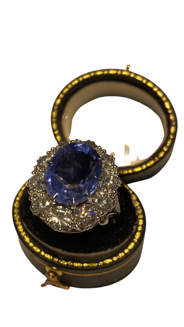 Ceylon Sapphire & Diamond Ring - image 1