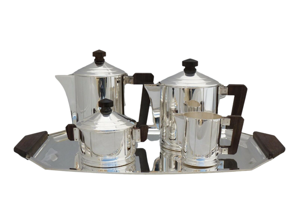 ERCUIS Silver Plate - Stunning French Art Deco - 5 Piece Tea Set - image 1