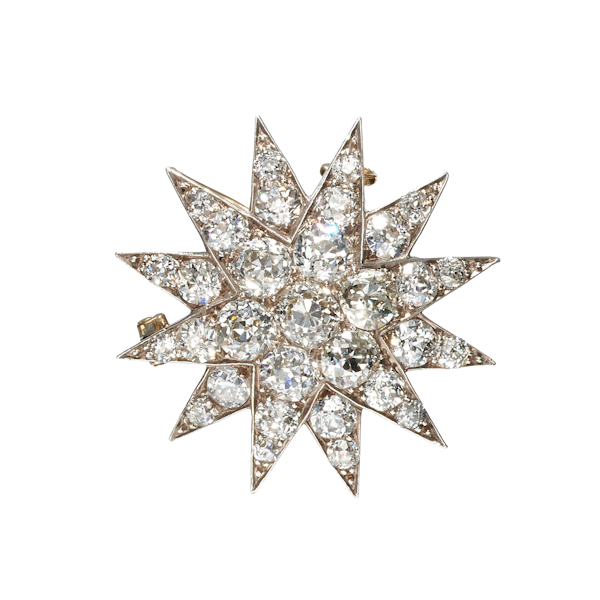 Victorian Diamond, Silver And Gold Twelve Ray Star Brooch, 7.00ct, Circa 1890 - image 1