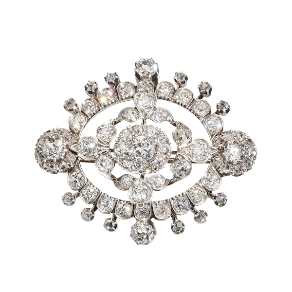 Victorian Diamond and Silver-Upon-Gold Brooch, Circa 1875 - image 1