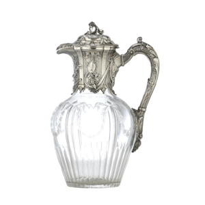 Antique 19th century continental sliver and cut glass Claret Jug