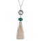 Emerald, Pearl, Diamond and Platinum Tassel Pendant Necklace - image 1