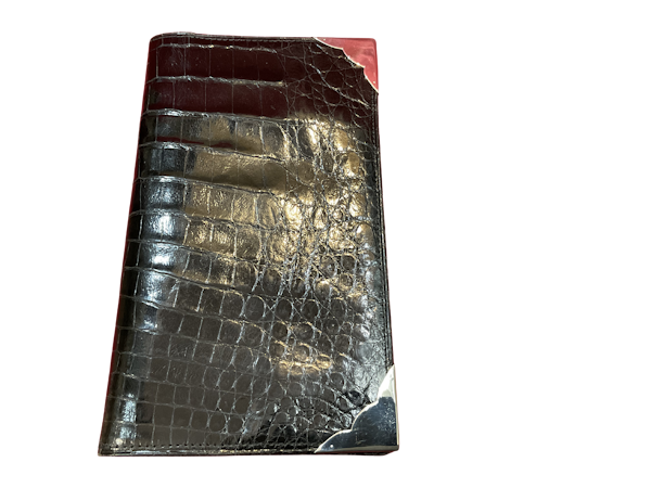 A large Antique Crocodile & Silver Wallet - image 1