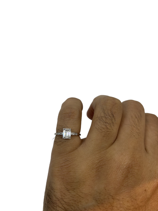 1 carat emerald-cut diamond platinum ring - image 1