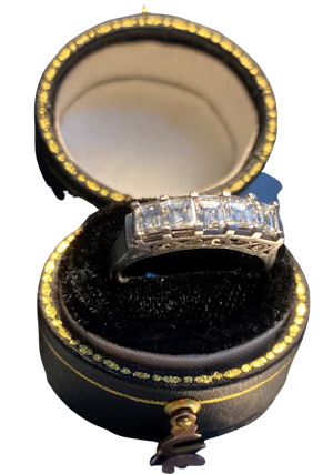 Five stone "Asscher Cut" Diamond Ring