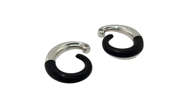 Georg Jensen Anne Ammitzbol Earrings cuffs. Ebony Sterling Silver - image 1