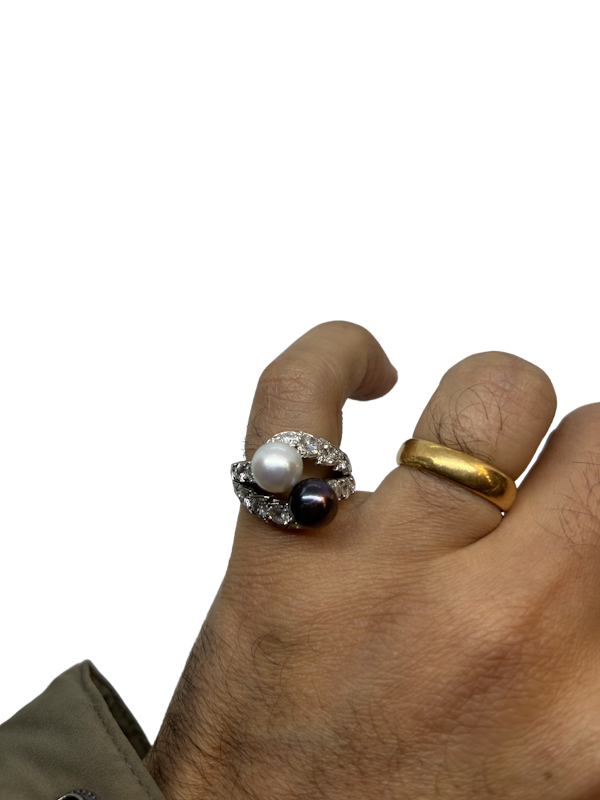 Vintage French diamond pearl ring at Deco&Vintage Ltd - image 1
