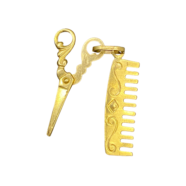 Charm (scissors and comb) in 9ct Gold date circa 1960, Lilly's Attic since 2001 - image 1