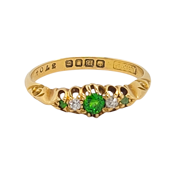 Antique demantoid green garnet and diamond ring SKU: 6174 DBGEMS - image 1