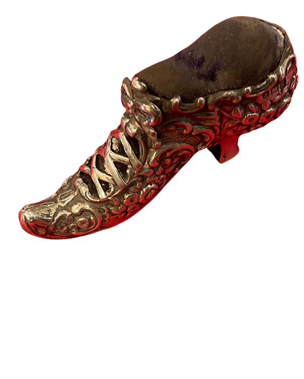 A silver pin cushion in the form of a Victorian Shoe - image 1