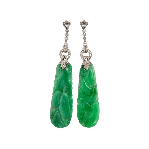 Art deco jade and diamond earrings SKU: 6215 DBGEMS - image 1
