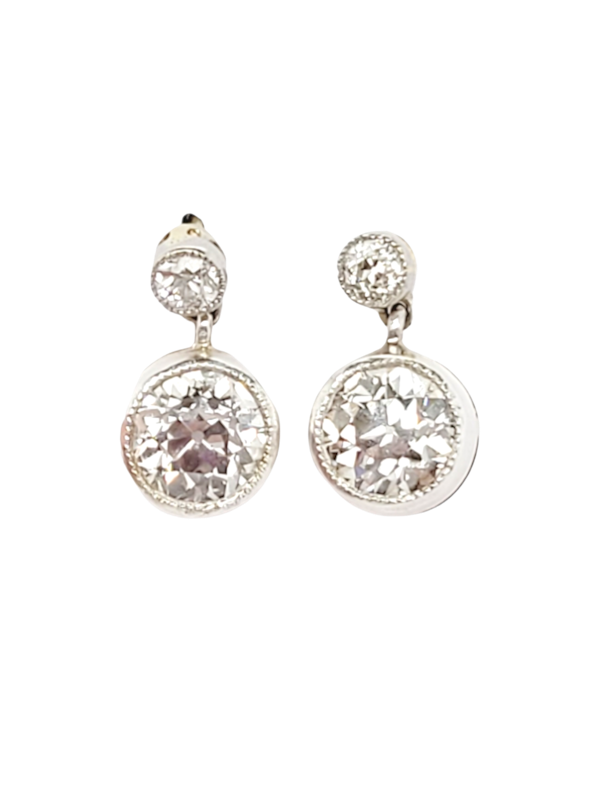 Edwardian old European cut diamond drop earrings SKU: 6210 DBGEMS - image 1