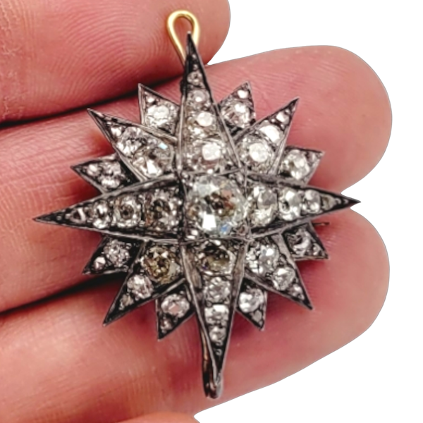 Antique diamond star pendant/brooch SKU: 6221 DBGEMS - image 1