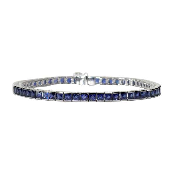 Sapphire And Platinum Line Bracelet, 9.47ct - image 1