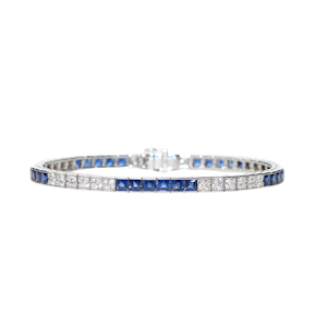 Sapphire, Diamond And Platinum Line Bracelet, 4.64ct