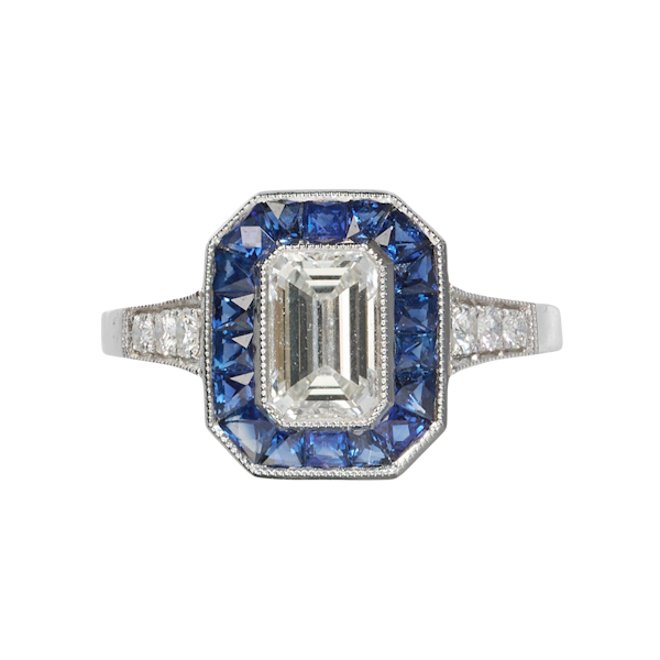Sapphire, Diamond And Platinum Cluster Ring, 1.01ct - image 1