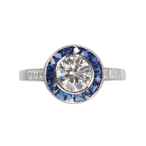 Sapphire And Diamond Platinum Cluster Ring, 1.00ct