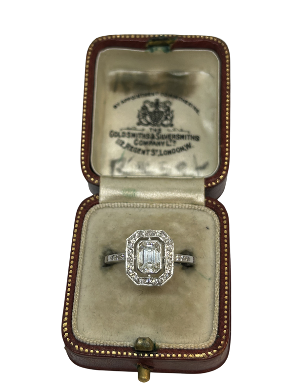 Vintage emerald-cut diamond platinum ring at Deco&Vintage Ltd - image 1